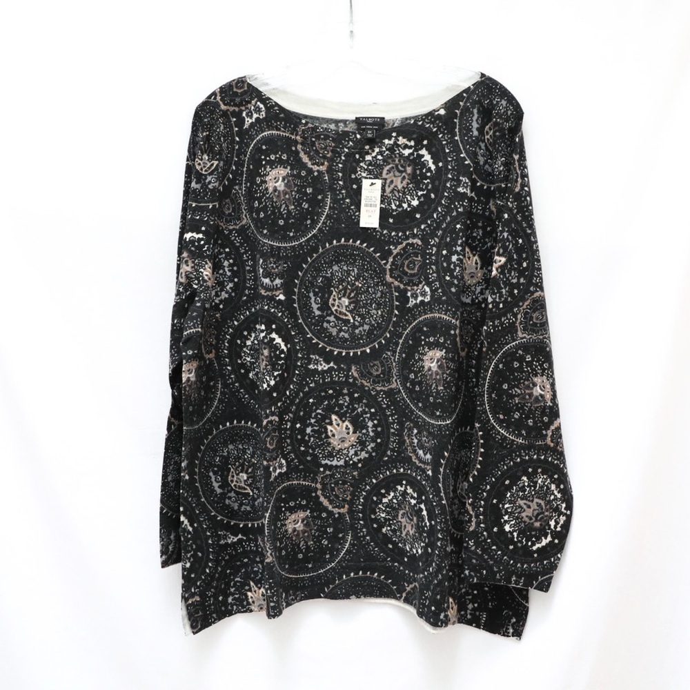 NWT Talbots Merino Wool Sweater mandala circle print thin soft stretch warm 3X